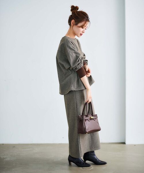 le.coeur blanc（ルクールブラン）の「チェックジャージータイトスカート（スカート・レディース・ブラウン系その他2/ブラック系その他・38）」の6枚目の写真