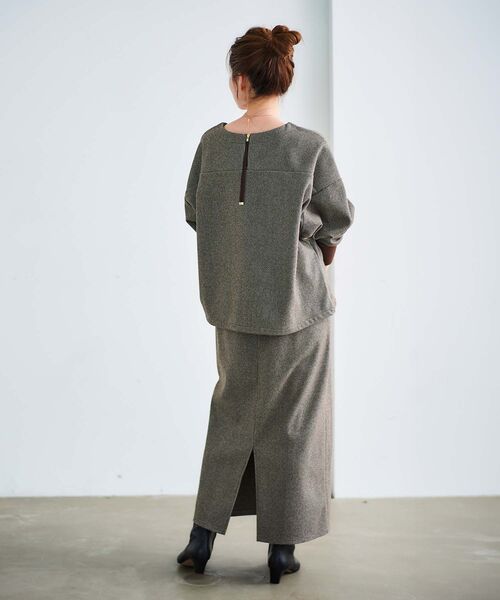 le.coeur blanc（ルクールブラン）の「チェックジャージータイトスカート（スカート・レディース・ブラウン系その他2/ブラック系その他・38）」の8枚目の写真