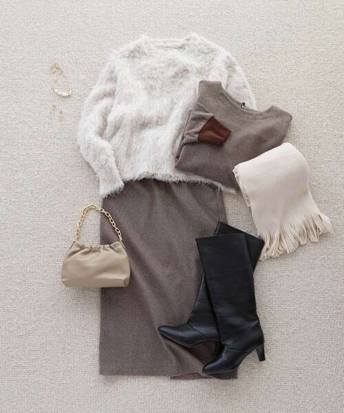 le.coeur blanc（ルクールブラン）の「チェックジャージータイトスカート（スカート・レディース・ブラウン系その他2/ブラック系その他・38）」の22枚目の写真