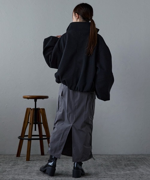 フェイクウールボリューム袖ショートジャケット（ブルゾン）｜ap