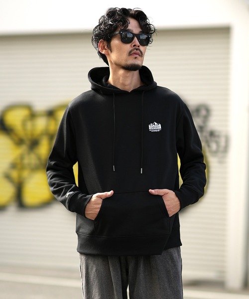 Moi dix Mois 裏起毛　ブルーロゴ　パーカー　XL　ブラック プルオーバー パーカー 撥水 裏起毛 フロントロゴ プ トップス 起毛