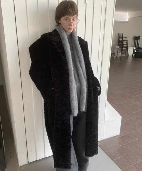 LONSLAN（ロンスラン）の「クルーネックシャギーニット マフラーセット LON24a132【2点セット】（ニット/セーター・レディース・ダークグレー/ライトグレー・FREE）」の4枚目の写真