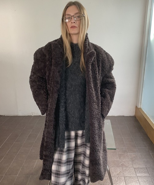 LONSLAN（ロンスラン）の「クルーネックシャギーニット マフラーセット LON24a132【2点セット】（ニット/セーター・レディース・ダークグレー/ライトグレー・FREE）」の8枚目の写真