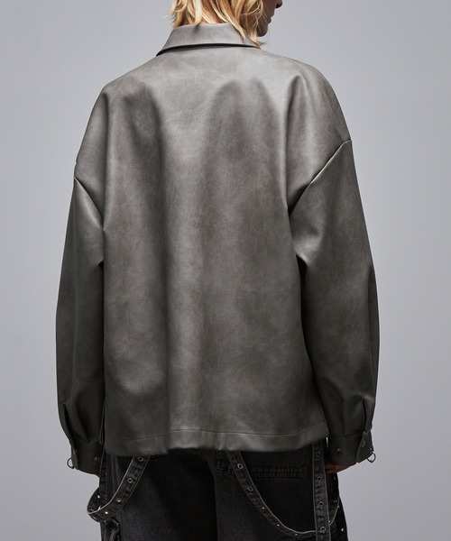 Loose/ルース(ルース)の「リングピアス 合皮シャツジャケット(シャツ/ブラウス・メンズ・グレー/ブラック/グレイッシュベージュ・L/M/S/XS)」の21枚目の写真