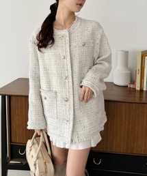 one after another NICE CLAUP | WEB限定/ツイードジャケット(ノーカラージャケット)