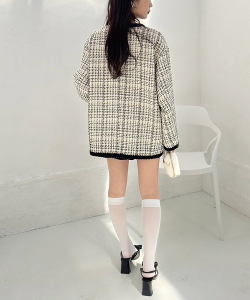 WEB限定/ツイードジャケット（ノーカラージャケット）｜one after