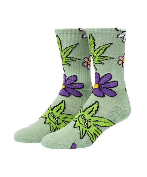 HUF（ハフ）の「GREEN BUDDY ALLERGIES SOCKS / HUF ハフ ソックス 靴下（ソックス/靴下・メンズ・ホワイト/グリーン・O/S）」の2枚目の写真