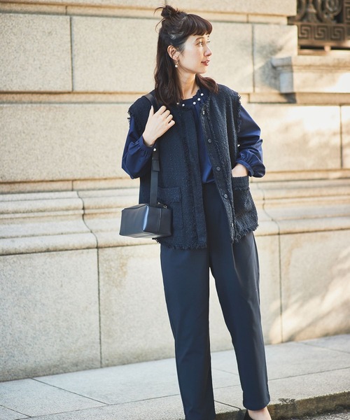 studio CLIP（スタディオクリップ）の「【みんなのリクエストパンツ】洗える楽ストレッチパンツ[プラス・トールサイズあり]《オケージョン2025》（その他パンツ・レディース・ネイビー/グレー/ブラック/ライトベージュ・SMALL/MEDIUM/LARGE/X-LARGE/XX-LARGE/XXX-LARGE/TF）」の4枚目の写真