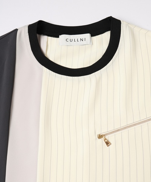 CULLNI（クルニ）の「Double Satin Bi Color Pullover（Tシャツ/カットソー・メンズ・グレイッシュベージュ/ブラック×ブラック/ネイビー/ホワイト/ブラック×ホワイト・0/1/2）」の11枚目の写真