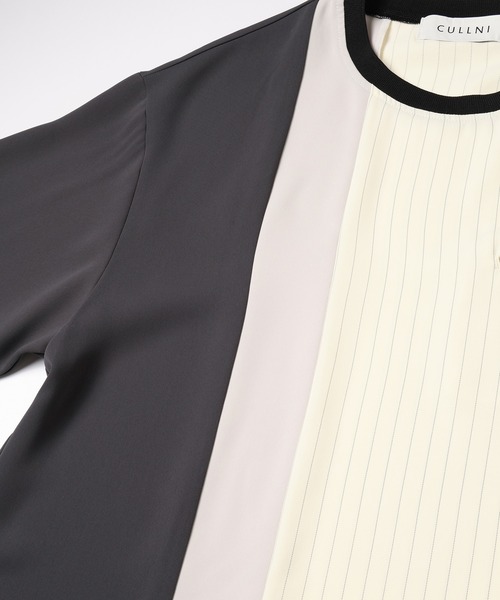 CULLNI（クルニ）の「Double Satin Bi Color Pullover（Tシャツ/カットソー・メンズ・グレイッシュベージュ/ブラック×ブラック/ネイビー/ホワイト/ブラック×ホワイト・0/1/2）」の13枚目の写真