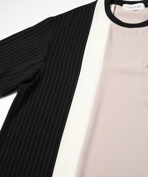 CULLNI（クルニ）の「Double Satin Bi Color Pullover（Tシャツ/カットソー・メンズ・グレイッシュベージュ/ブラック×ブラック/ネイビー/ホワイト/ブラック×ホワイト・0/1/2）」の18枚目の写真