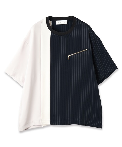 CULLNI（クルニ）の「Double Satin Bi Color Pullover（Tシャツ/カットソー・メンズ・グレイッシュベージュ/ブラック×ブラック/ネイビー/ホワイト/ブラック×ホワイト・0/1/2）」の20枚目の写真