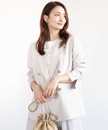 MK MICHEL KLEIN（エムケーミッシェルクラン）の「リネンライク ダブルブレストジャケット/洗える（テーラードジャケット）」