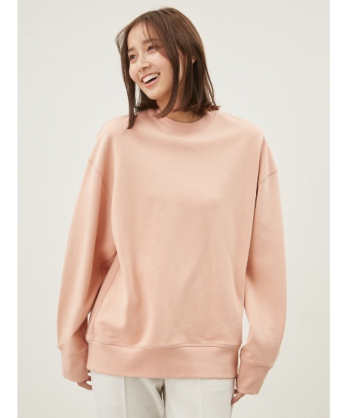 Mila Owen(ミラオーウェン)の「フラットシーマオーバーサイズトレーナー【手洗い可能】(Tシャツ/カットソー・レディース・ピンク/ホワイト/ベージュ・FREE)」の3枚目の写真