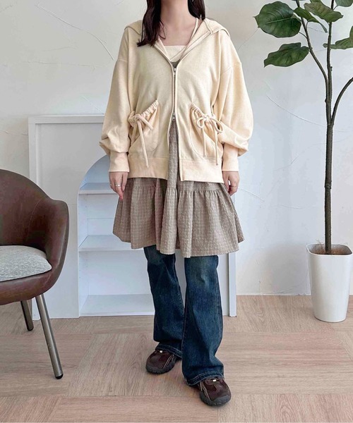 apres jour clair(アプレジュールクレア)の「【apres jour clair】リボンポケットパーカー【ZOZOTOWN限定アイテム】(パーカー・レディース・杢グレー/アイボリー・X-LARGE/フリー)」の6枚目の写真