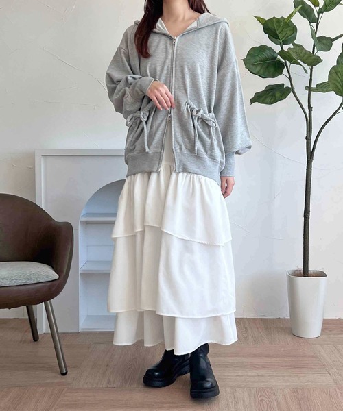 apres jour clair(アプレジュールクレア)の「【apres jour clair】リボンポケットパーカー【ZOZOTOWN限定アイテム】(パーカー・レディース・杢グレー/アイボリー・X-LARGE/フリー)」の13枚目の写真