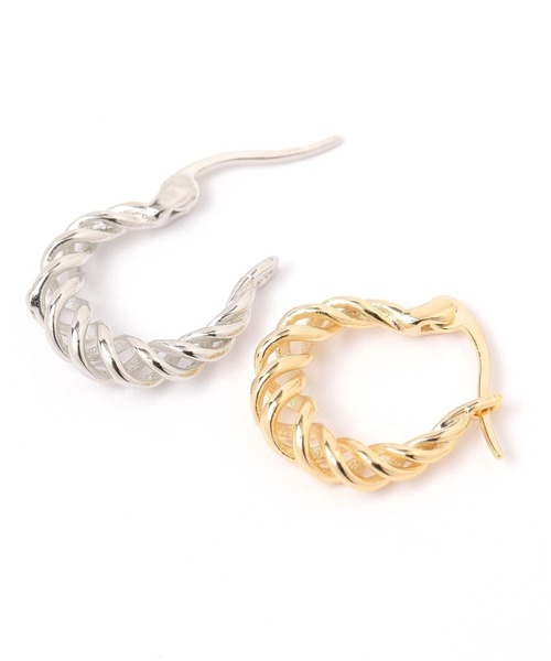 niko and...(ニコアンド)の「Made in Japan ひねりフープピアス(ピアス(両耳用)・レディース・グレー/イエロー・0)」の3枚目の写真
