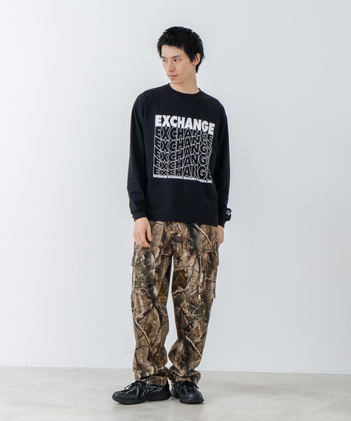 OUTDOOR EXCHANGE(アウトドアエクスチェンジ)の「【OUTDOOR EXCHANGE/アウトドアエクスチェンジ】ウェーブプリントクルーネックロンT オーバーサイズ(Tシャツ/カットソー・メンズ・ホワイト/ブラック・MEDIUM/LARGE)」の16枚目の写真