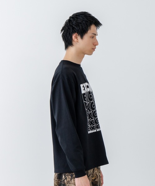 OUTDOOR EXCHANGE(アウトドアエクスチェンジ)の「【OUTDOOR EXCHANGE/アウトドアエクスチェンジ】ウェーブプリントクルーネックロンT オーバーサイズ(Tシャツ/カットソー・メンズ・ホワイト/ブラック・MEDIUM/LARGE)」の12枚目の写真