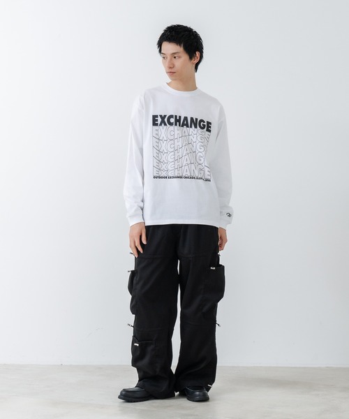 OUTDOOR EXCHANGE(アウトドアエクスチェンジ)の「【OUTDOOR EXCHANGE/アウトドアエクスチェンジ】ウェーブプリントクルーネックロンT オーバーサイズ(Tシャツ/カットソー・メンズ・ホワイト/ブラック・MEDIUM/LARGE)」の22枚目の写真