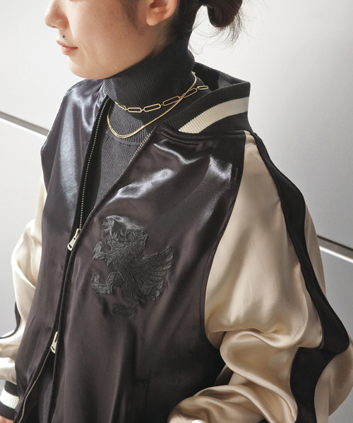 L'Appartement DEUXIEME CLASSE - AP STUDIOCOUTURE D`ADAM 別注バイカラーサテン ジャケット COUTURE D`ADAM / クチュールドアダム】 別注バイカラーサテン