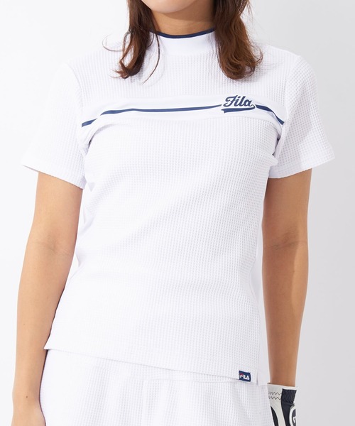 FILA GOLF（フィラゴルフ ）の「ワッフルストレッチ　半袖モックネックシャツ（シャツ/ブラウス・レディース・ホワイト/ネイビー・MEDIUM/LARGE/X-LARGE）」の6枚目の写真