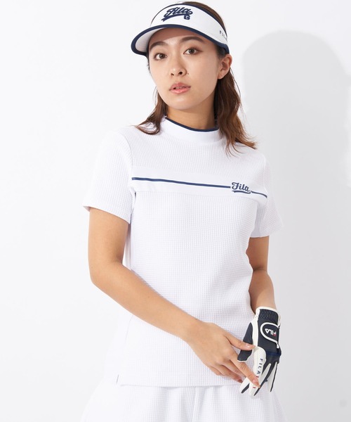 FILA GOLF（フィラゴルフ ）の「ワッフルストレッチ　半袖モックネックシャツ（シャツ/ブラウス・レディース・ホワイト/ネイビー・MEDIUM/LARGE/X-LARGE）」の9枚目の写真