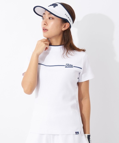 FILA GOLF（フィラゴルフ ）の「ワッフルストレッチ　半袖モックネックシャツ（シャツ/ブラウス・レディース・ホワイト/ネイビー・MEDIUM/LARGE/X-LARGE）」の10枚目の写真