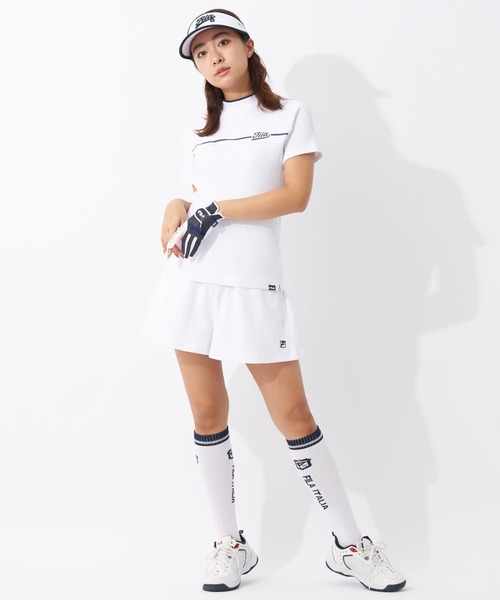 FILA GOLF（フィラゴルフ ）の「ワッフルストレッチ　半袖モックネックシャツ（シャツ/ブラウス・レディース・ホワイト/ネイビー・MEDIUM/LARGE/X-LARGE）」の13枚目の写真
