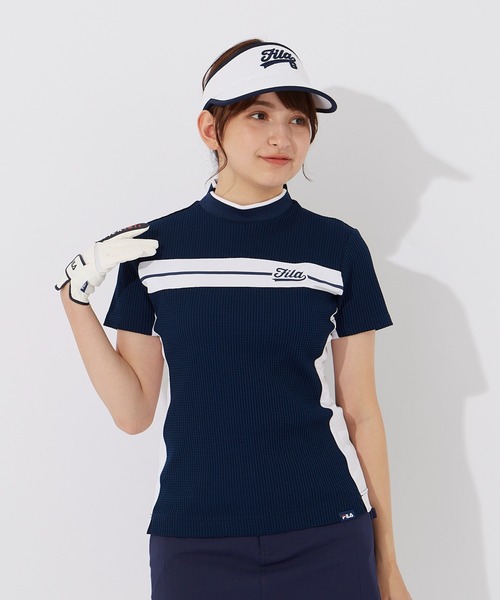 FILA GOLF（フィラゴルフ ）の「ワッフルストレッチ　半袖モックネックシャツ（シャツ/ブラウス・レディース・ホワイト/ネイビー・MEDIUM/LARGE/X-LARGE）」の15枚目の写真