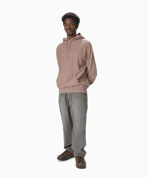 【THISISNEVERTHAT】オーバーダイ刺繍パーカー チャコール セール】Overdyed Embroidery Hoodie（パーカー