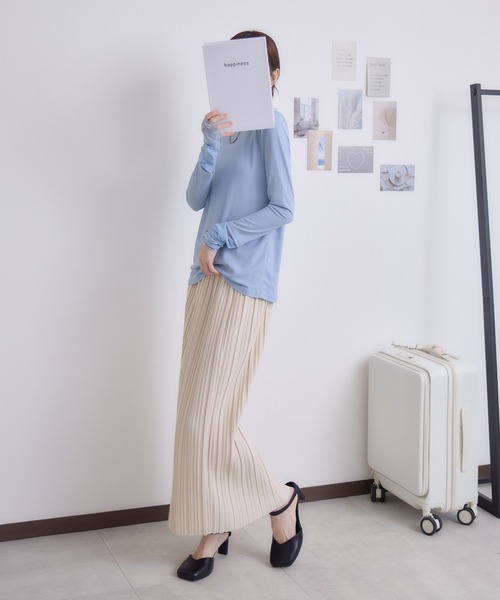 RU.TI.LE(ルチル)の「【RU.TI.LE】カットプリーツスカート(スカート・レディース・ブラック/グレイッシュベージュ/アイボリー/パープル・MEDIUM)」の14枚目の写真