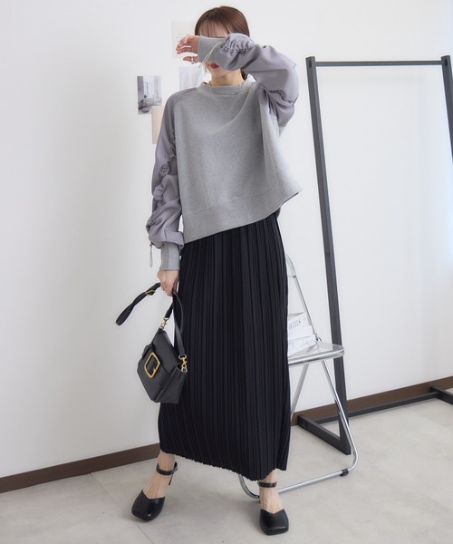 RU.TI.LE(ルチル)の「【RU.TI.LE】カットプリーツスカート(スカート・レディース・ブラック/グレイッシュベージュ/アイボリー/パープル・MEDIUM)」の8枚目の写真