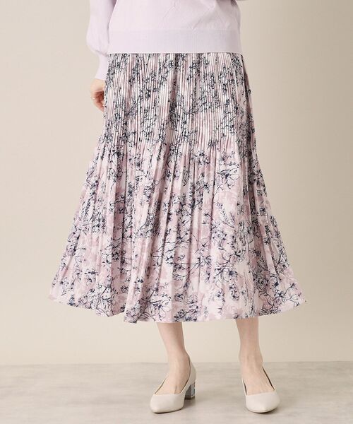 ITS'DEMO(イッツデモ)の「【通勤/手洗い可/ウエスト総ゴム】花柄プリーツスカート(スカート・レディース・ピンク系その他/グリーン系1/ホワイト系3・00)」の1枚目の写真