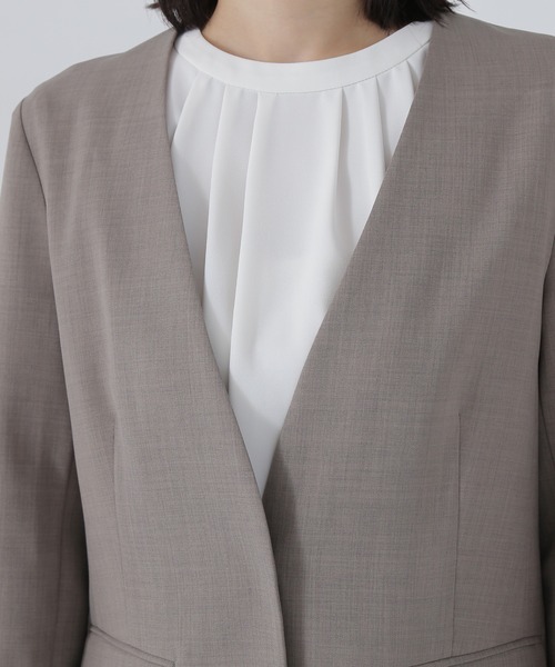 NATURAL BEAUTY BASIC（ナチュラルビューティーベーシック）の「◇リネンライク SETUP ノーカラージャケット（ノーカラージャケット・レディース・チャコールグレー/ベージュ・LARGE/MEDIUM/SMALL）」の21枚目の写真