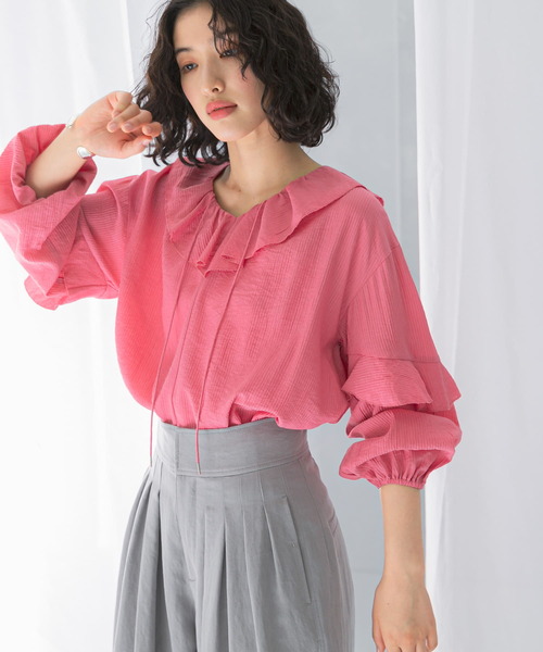 URBAN RESEARCH ROSSO / アーバンリサーチ ロッソ 『WEB/一部店舗限定カラー』楊柳フリルブラウス WEB/一部店舗限定カラー』楊柳フリルブラウス[RAA4-23K401