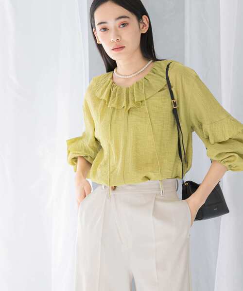 URBAN RESEARCH ROSSO WOMEN（アーバンリサーチ　ロッソ）の「『WEB/一部店舗限定カラー』楊柳フリルブラウス（シャツ/ブラウス・レディース・ベージュ系その他/ピンク/ホワイト/ブルー系その他・FREE）」の22枚目の写真