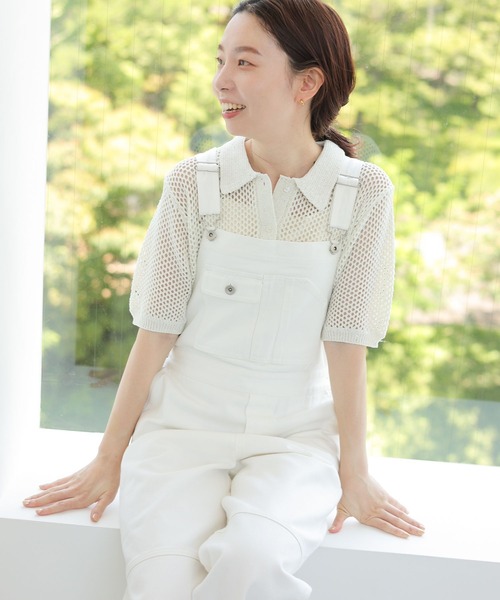 LEPSIM(レプシィム)の「スパンコールポロニット 132266(ポロシャツ・レディース・オフホワイト/グレー・FREE)」の4枚目の写真