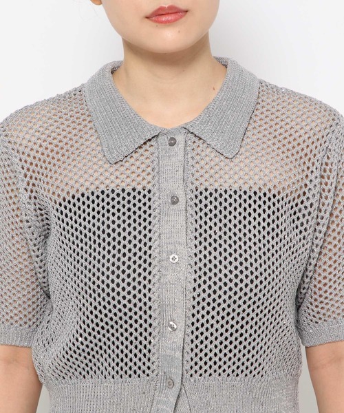 LEPSIM(レプシィム)の「スパンコールポロニット 132266(ポロシャツ・レディース・オフホワイト/グレー・FREE)」の16枚目の写真