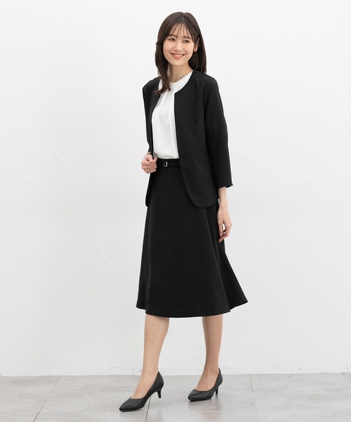 Honeys(ハニーズ)の「【ストレッチ・ウォッシャブル・イージーケア・接触冷感】8分袖ノーカラージャケット(ノーカラージャケット・レディース・ネイビー/ベージュ/グレイッシュベージュ/ブラック/グレー・3L/L/LL/M/S)」の11枚目の写真