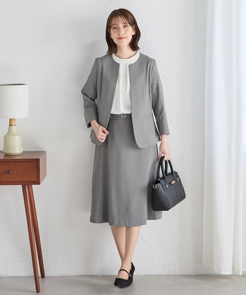 Honeys(ハニーズ)の「【ストレッチ・ウォッシャブル・イージーケア・接触冷感】8分袖ノーカラージャケット(ノーカラージャケット・レディース・ネイビー/ベージュ/グレイッシュベージュ/ブラック/グレー・3L/L/LL/M/S)」の19枚目の写真