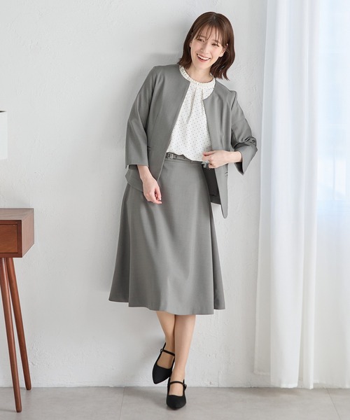 Honeys(ハニーズ)の「【ストレッチ・ウォッシャブル・イージーケア・接触冷感】8分袖ノーカラージャケット(ノーカラージャケット・レディース・ネイビー/ベージュ/グレイッシュベージュ/ブラック/グレー・3L/L/LL/M/S)」の20枚目の写真