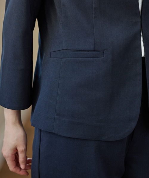 Honeys(ハニーズ)の「【ストレッチ・ウォッシャブル・イージーケア・接触冷感】8分袖ノーカラージャケット(ノーカラージャケット・レディース・ネイビー/ベージュ/グレイッシュベージュ/ブラック/グレー・3L/L/LL/M/S)」の13枚目の写真