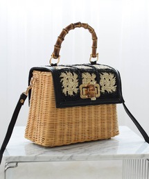 ペルケ perche / 牛革付属椰子かごマルシェバッグS（かごバッグ