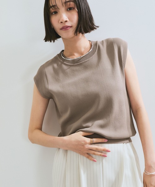 VIS(ビス)の「【UVケア/接触冷感/洗える】美人スリーブニット(ニット/セーター・レディース・オレンジ/ブラウン/ブラック/オフホワイト・FREE)」の3枚目の写真