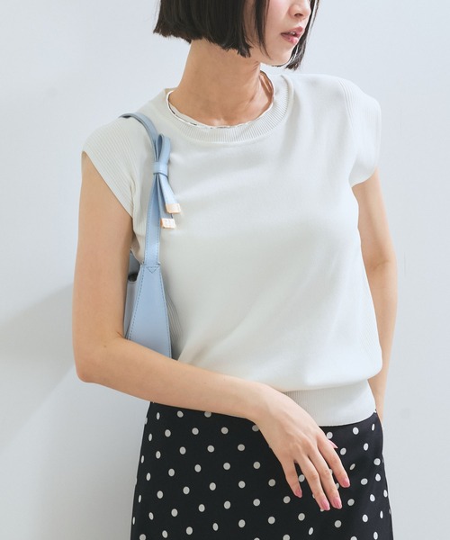 VIS(ビス)の「【UVケア/接触冷感/洗える】美人スリーブニット(ニット/セーター・レディース・オレンジ/ブラウン/ブラック/オフホワイト・FREE)」の1枚目の写真