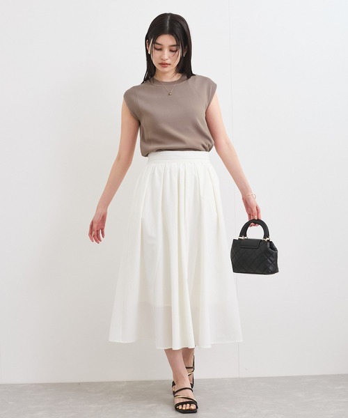 VIS(ビス)の「【UVケア/接触冷感/洗える】美人スリーブニット(ニット/セーター・レディース・オレンジ/ブラウン/ブラック/オフホワイト・FREE)」の6枚目の写真