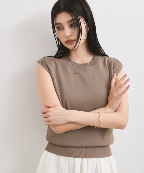 VIS(ビス)の「【UVケア/接触冷感/洗える】美人スリーブニット(ニット/セーター・レディース・オレンジ/ブラウン/ブラック/オフホワイト・FREE)」の7枚目の写真