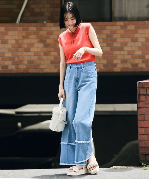 VIS(ビス)の「【UVケア/接触冷感/洗える】美人スリーブニット(ニット/セーター・レディース・オレンジ/ブラウン/ブラック/オフホワイト・FREE)」の14枚目の写真