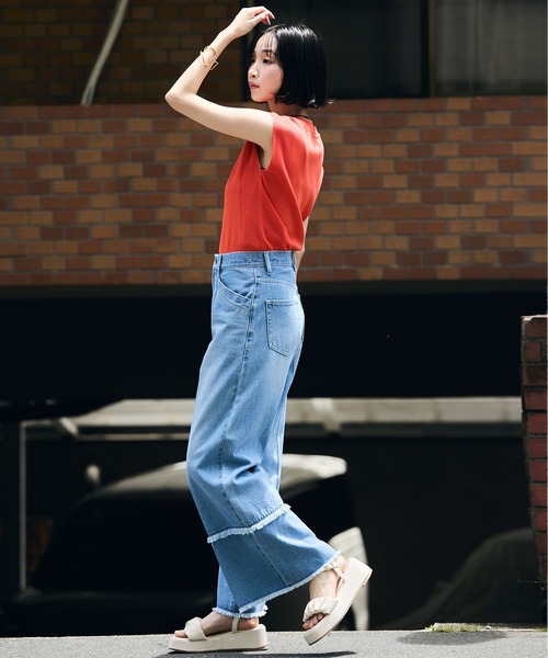 VIS(ビス)の「【UVケア/接触冷感/洗える】美人スリーブニット(ニット/セーター・レディース・オレンジ/ブラウン/ブラック/オフホワイト・FREE)」の15枚目の写真